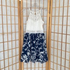 Lace and Navy Skater Dress